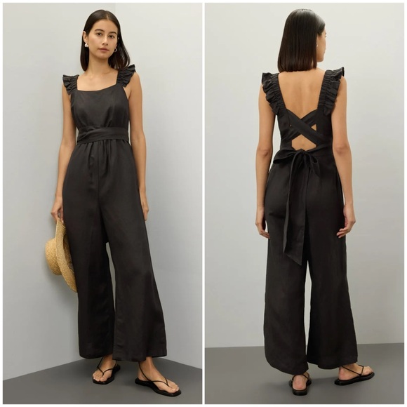 Peter Som Collective x RTR Black Linen Blend Jumpsuit Size 6